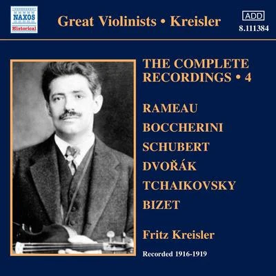 Fritz Kreisler/Maurice Ravel/Johann Pachelbel/Marie-Claire Jamet/Marielle Nordmann/PHILHARMONIA ORCHESTRA/Pyotr Ilyich Tchaikovsky/Michael Tilson Thomas/Jean-Pierre Rampal/St. Abibas Classical OrchestraKREISLER, Fritz: Complete Recordings, Vol. 4 (1916-1919)